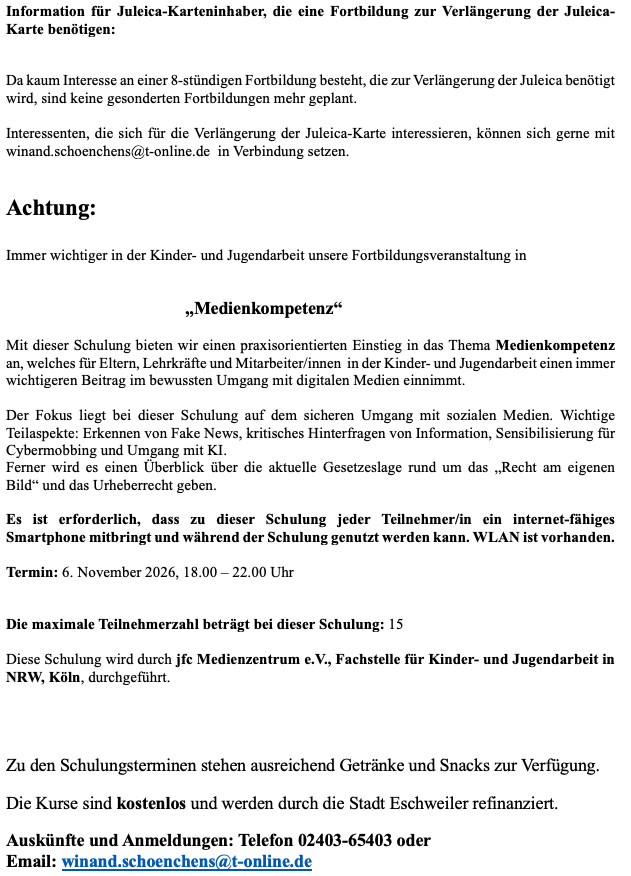 Schulung Medienkompetenz 2HJ 2026